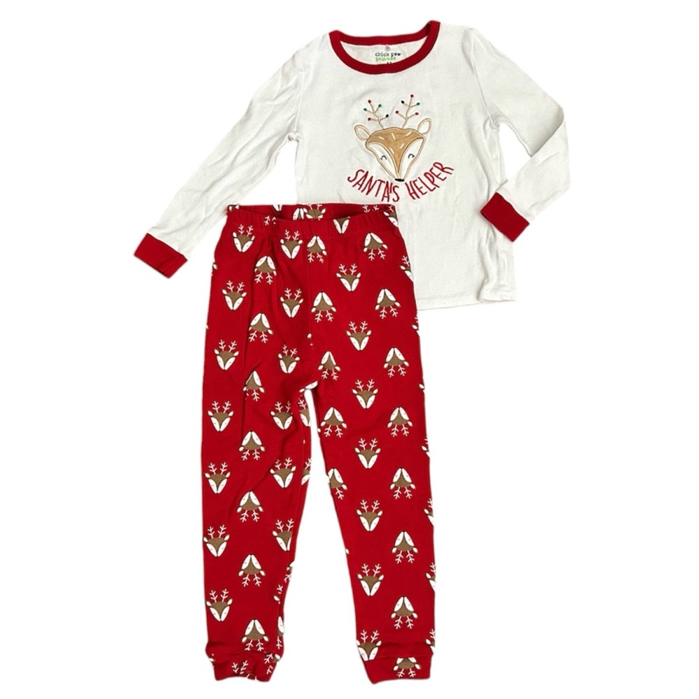3t Christmas Pjs Chick Pea Reindeer Rudolph Santa’s Helper Print Pajamas Toddler